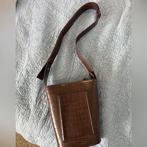 Who What Wear Brown Croc Bucket Bag